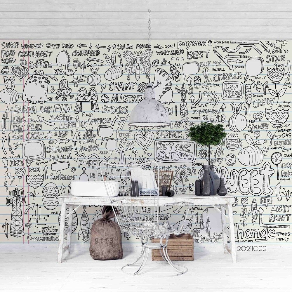 3D Abstract Artistic Graffiti Self-adhesive Removable Wallpaper Murals Wall 694-image