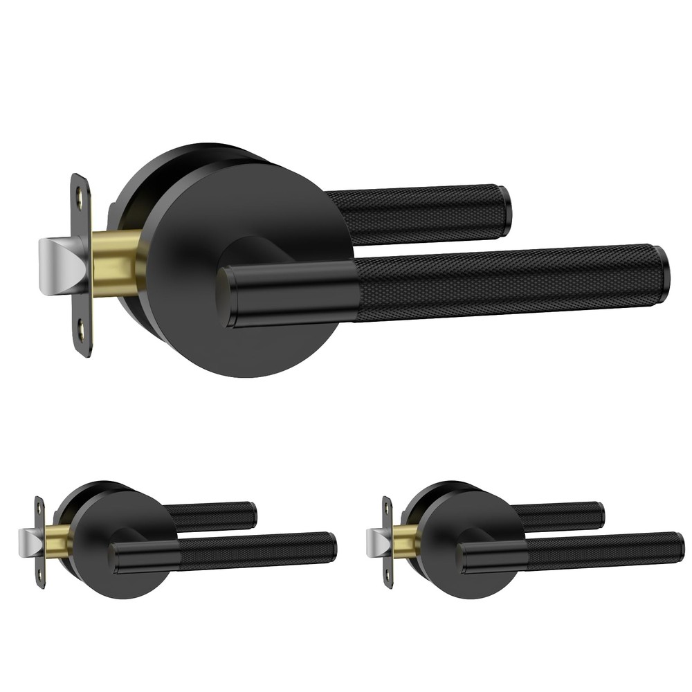 3 Pack Matte Black Heavy Duty Non-Locking Passage Door Levers