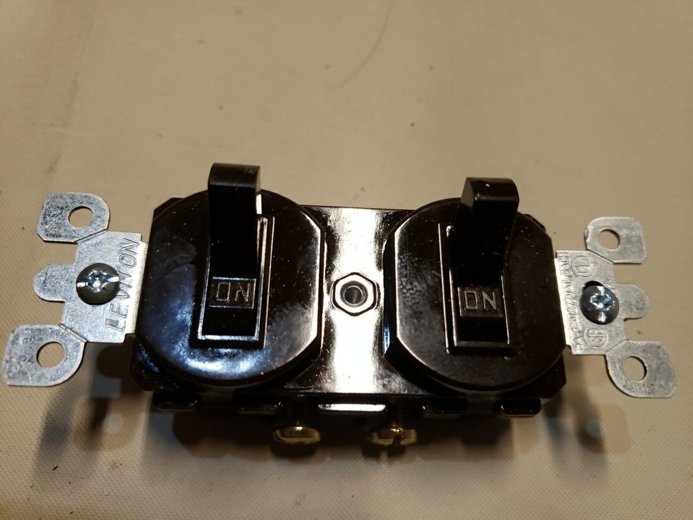 Leviton 5224 Combination 2 Single Pole Switches  Brown