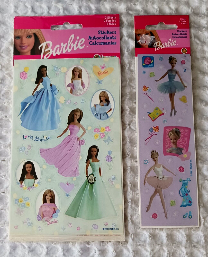 Vintage Sandylion Stickers BARBIE 3 Sheet Acid Free Scrapbooking Paper Craft FUN-image