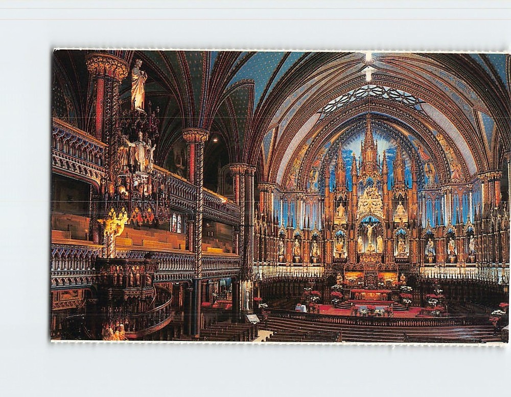Postcard Main Altar Notre Dame Basilica Montreal Quebec Canada
