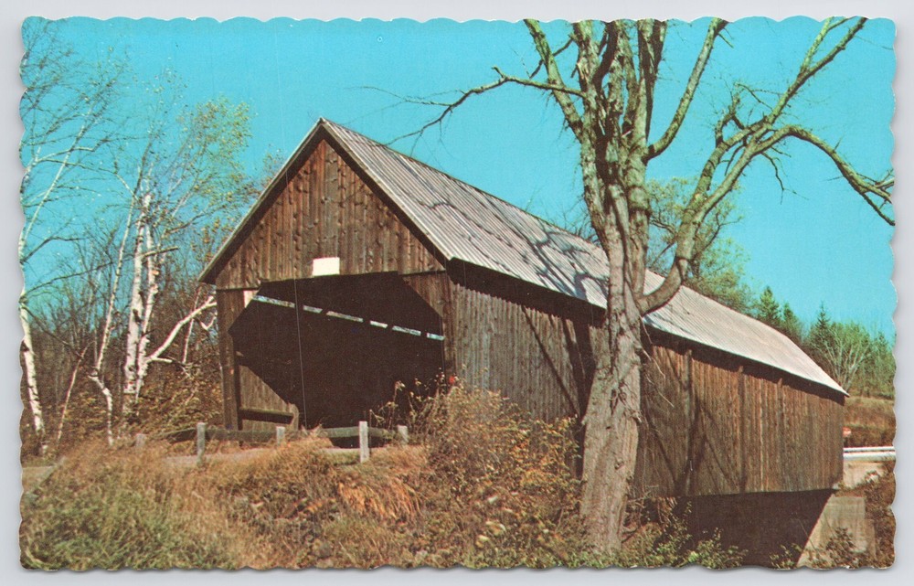 Bridge~Covered Bridge @ West Woodstock Vermont~Vintage Postcard