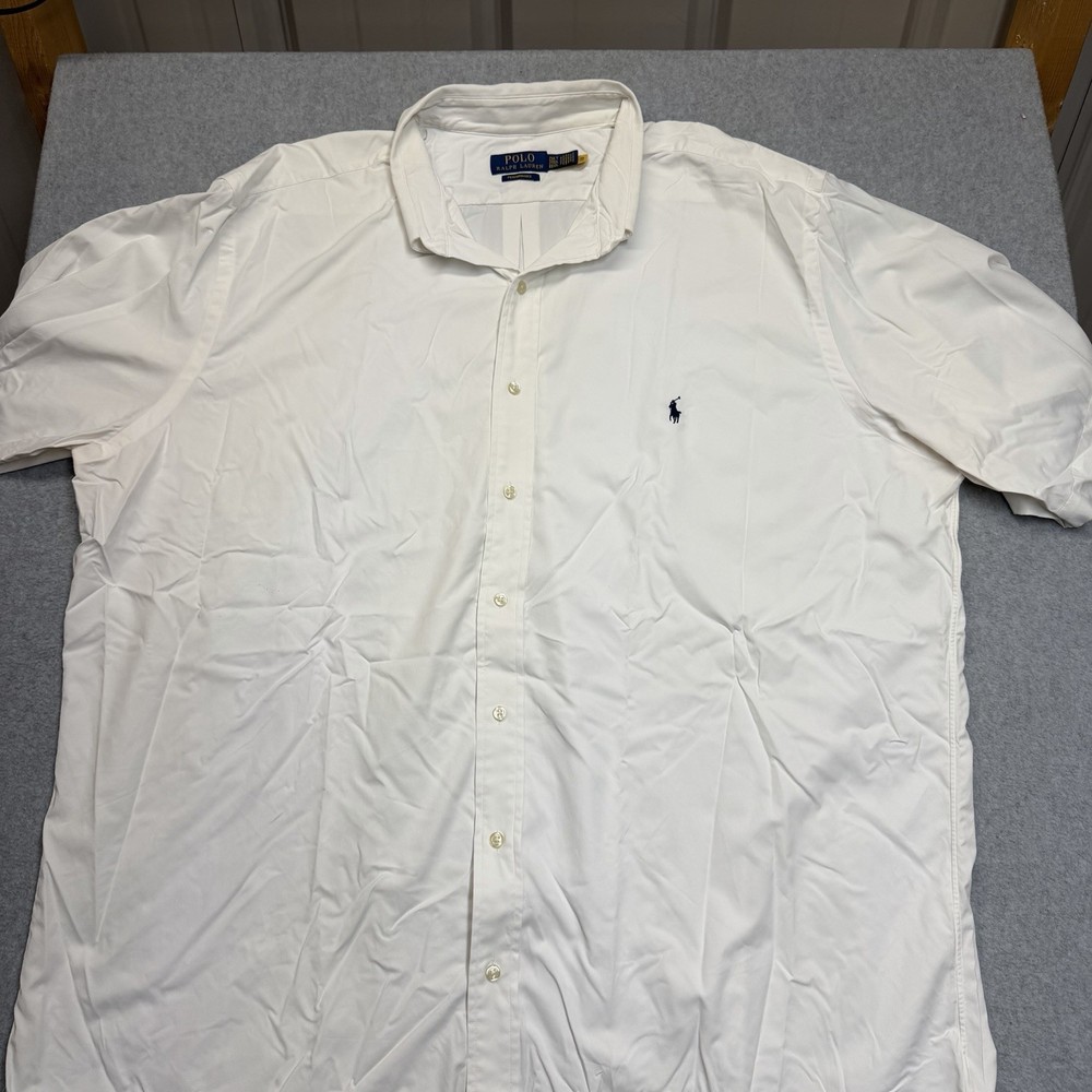 Polo Ralph Lauren Classic Button Up Solid White Short Sleeve Cotton 2XLT