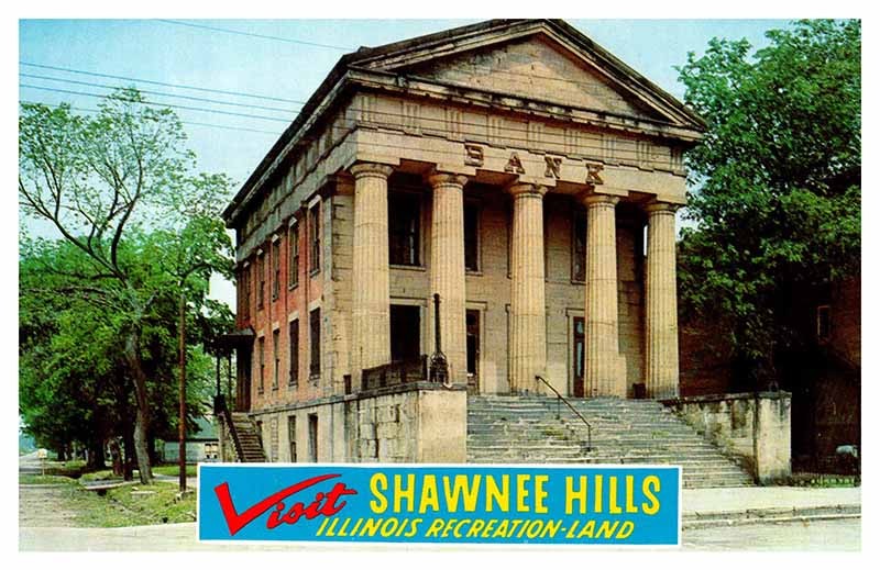 Postcard BANK SCENE Old Shawneetown Illinois IL m/09 AR9791