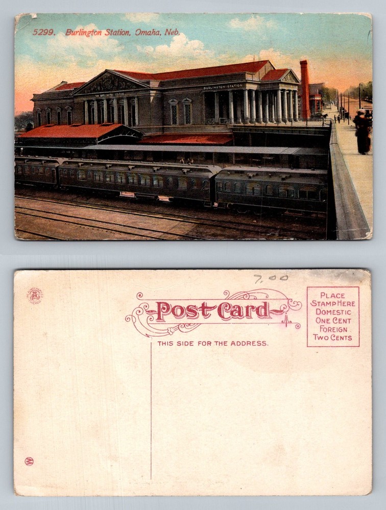 Omaha, NE-Nebraska, Burlington Elevated Station Railroad Depot Vintage Postcard