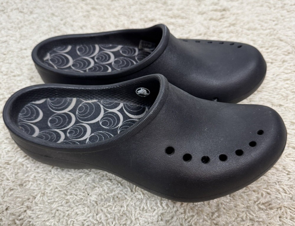 Crocs Womens Tully Black Clogs Strapless Shoes Mules Comfort Garden Walk Size 8