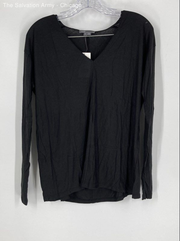 Vince Womens Black V-Neck Long Sleeve Pullover Blouse Top Size Small