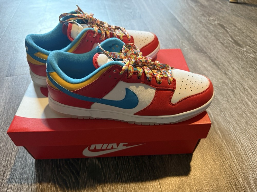 Nike Dunk Low LeBron James Fruity Pebbles Red Blue White DH8009-600 2022