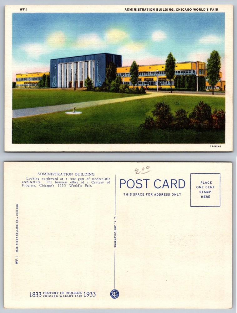 1933 Chicago World's Fair Century of Progress Administration Building Postcard