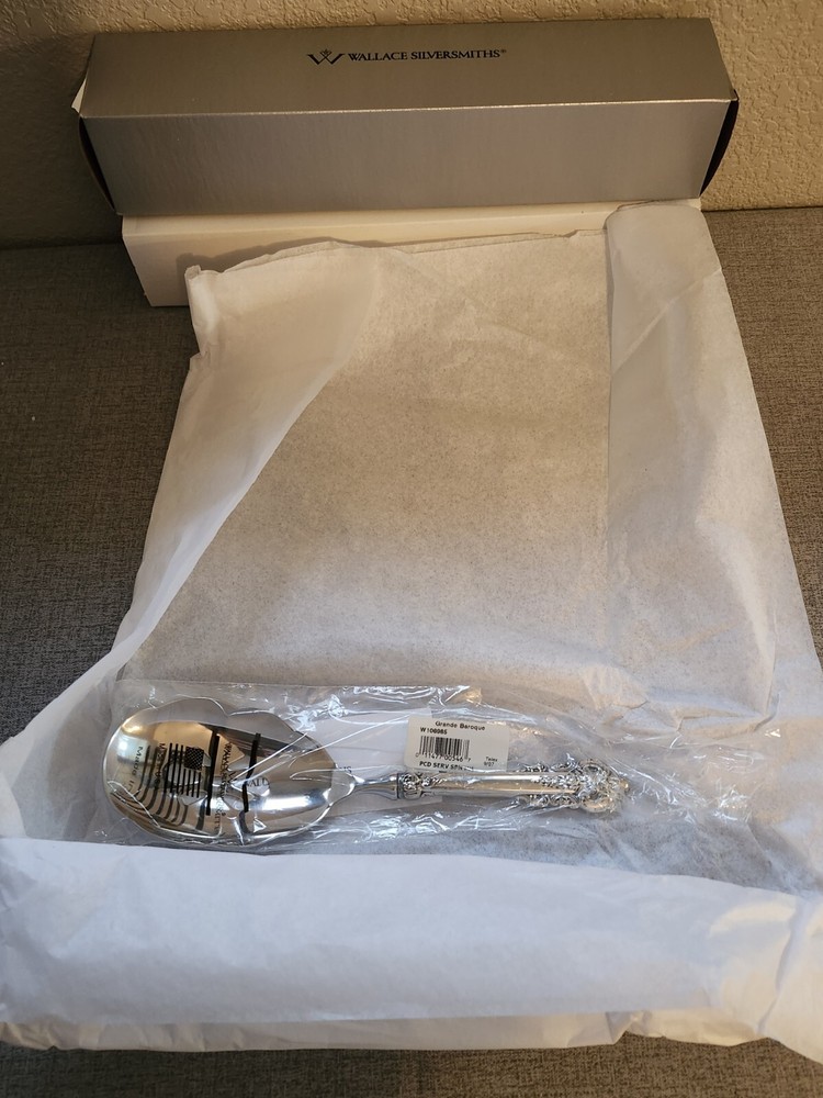 NEW IN BOX Grande Baroque by Wallace Sterling Salad Spoon LOT5