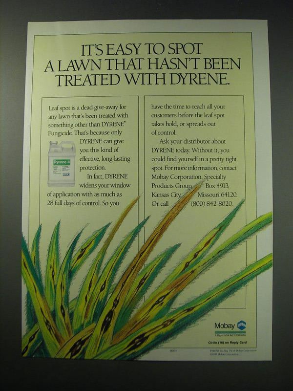 1991 Mobay Dyrene Ad - It's easy to spot a lawn that hasn't been treated