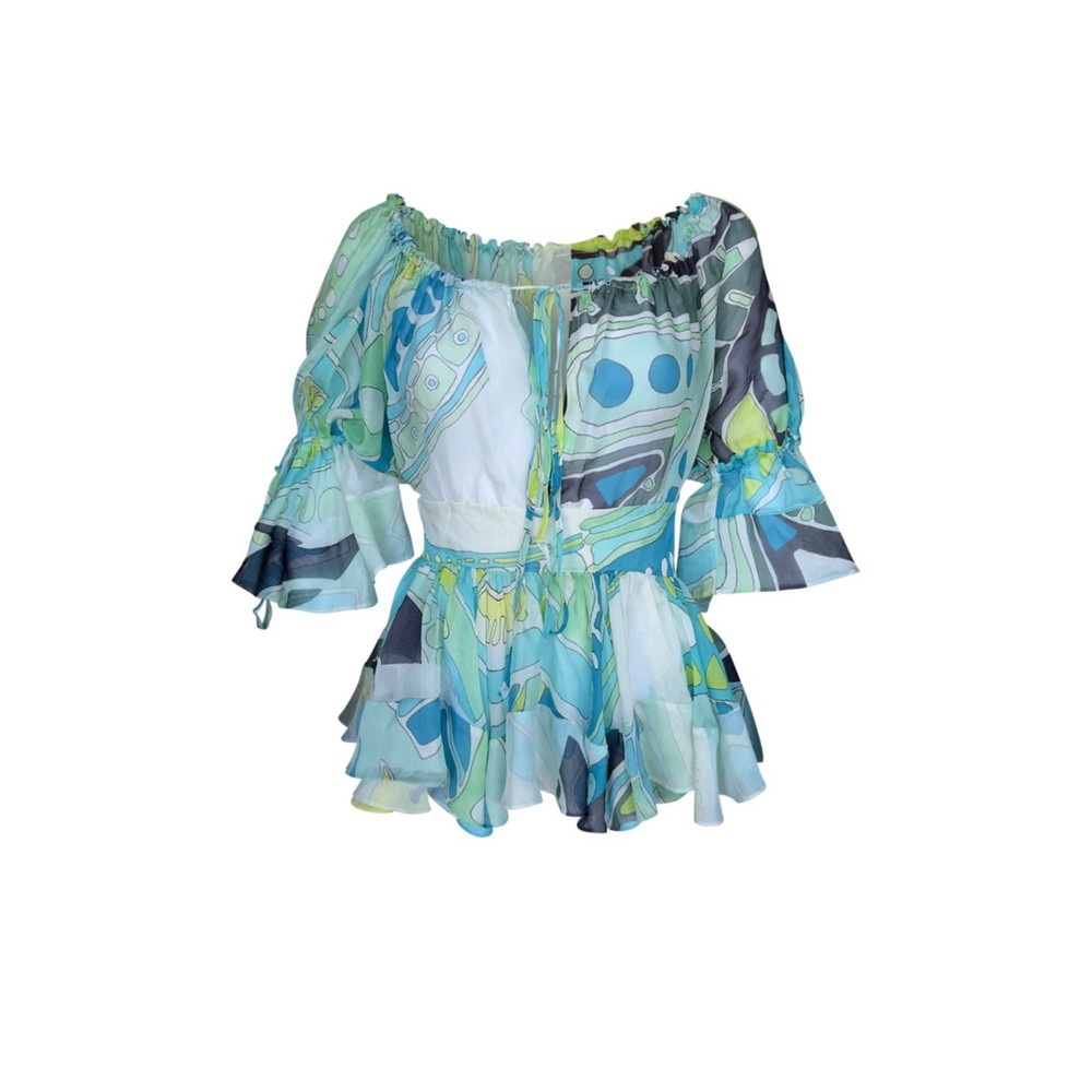 Just Cavalli Roberto Cavalli Vintage Silk Psychedelic Print Boho Top IT42 M