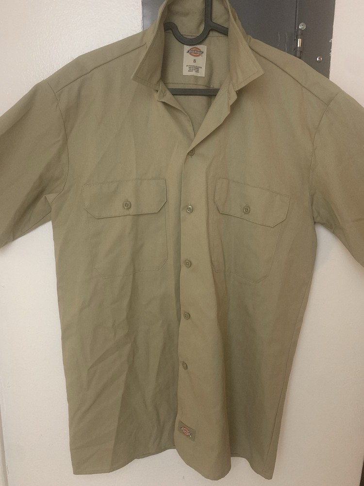Dickies Men's Khaki Short Sleeve Work Shirt Size Small