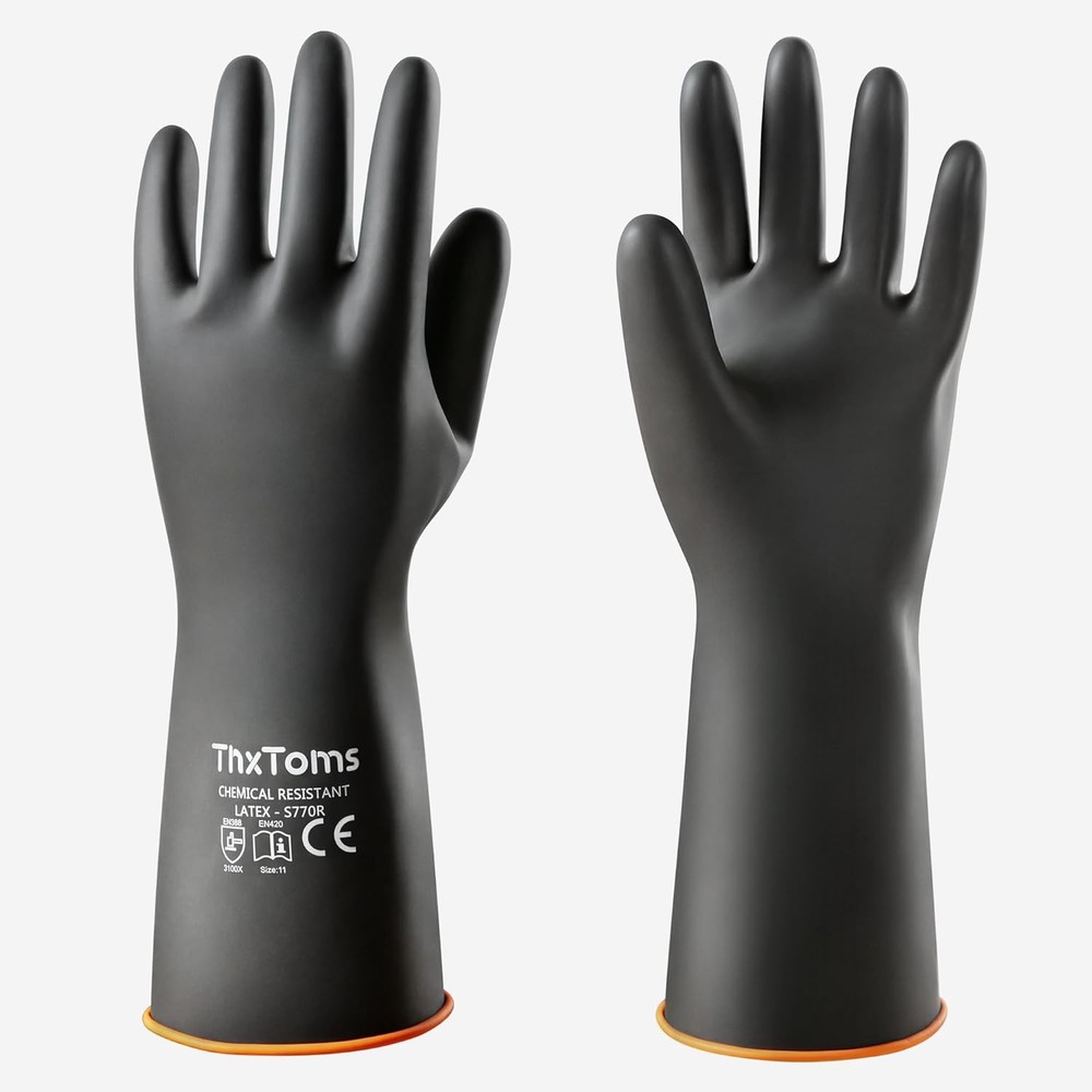 Acid & Tear Resistant 14'' Heavy Duty Latex Lab Gloves (2 gloves)-image