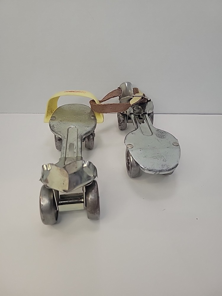 Vintage Union Hardware Co Adjustable Steel Roller Skates With Leather Straps