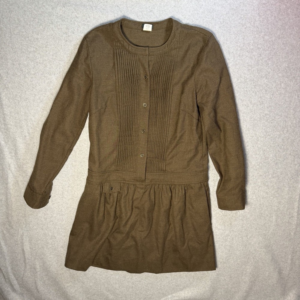 J.Crew Pin Tucked Dropped Waist Long Sleeve Dress made of 100% wool Size 2