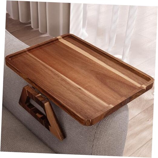 Acacia Wood Folding Sofa Arm Tray Table Classic Design  -image