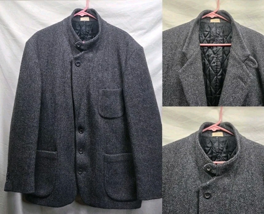Vintage LL Bean Made In USA Wool Tweed Sportcoat Jacket Men's Size 44 Charcoal