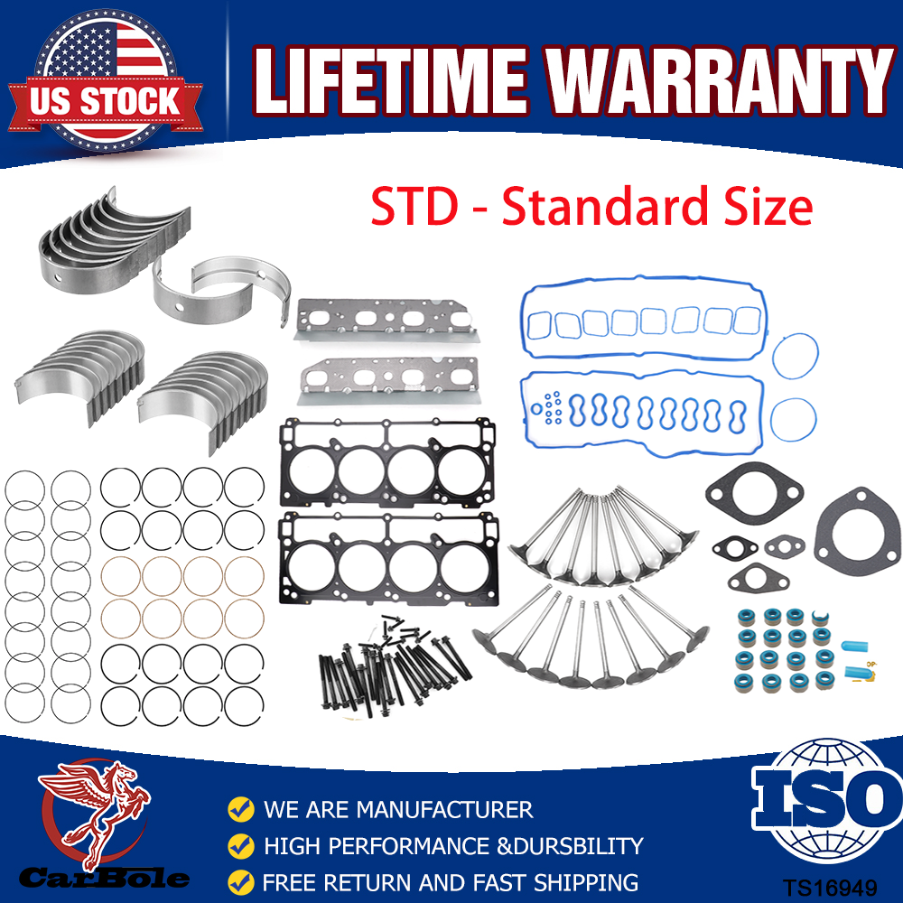 Chrysler Dodge Jeep Ram 5.7L Engine Rebuild Kit - Head Gasket Bearings Piston Rings