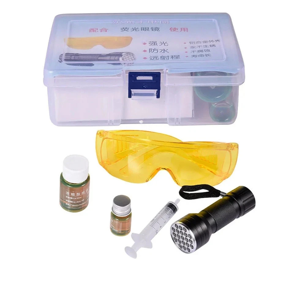 UV Oil Leak Detection Kit for Automotive AC System with Dye and Flashlight-image