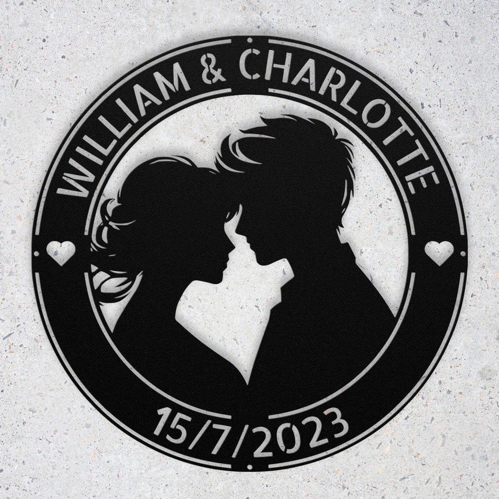 Custom Couple Metal Art Sign Personalized Home Decor Anniversary Wedding Gift