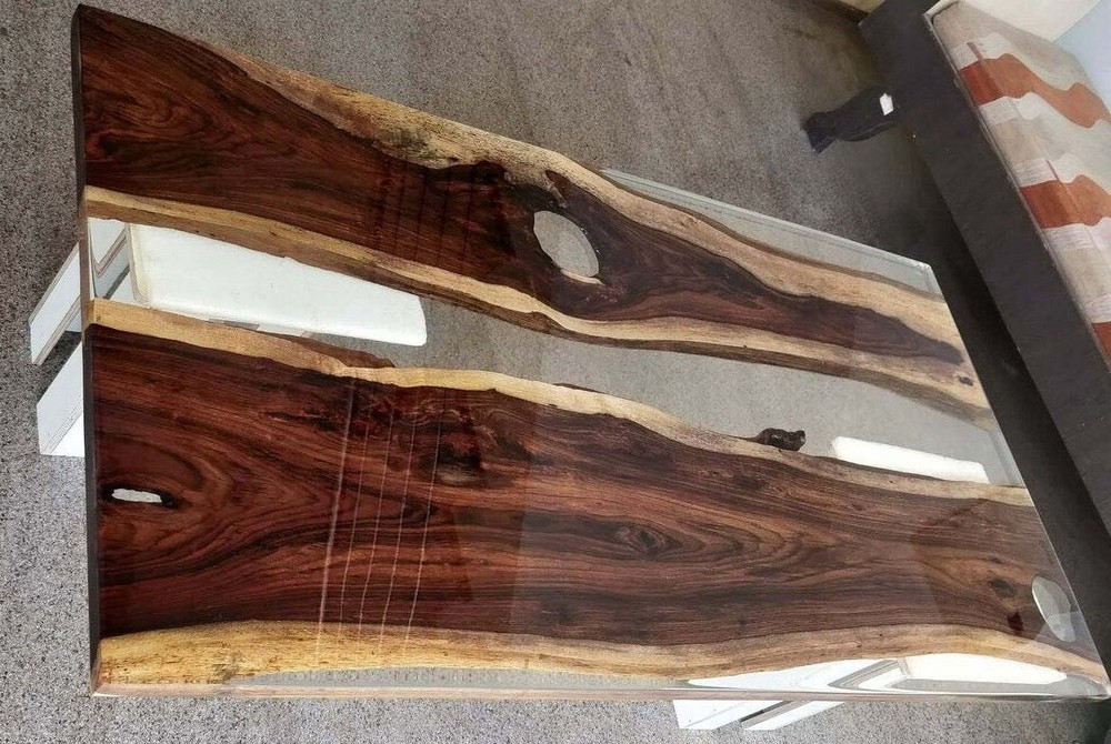 Clear Epoxy Resin Table Top, Coffee Wooden Center Sofa Table, Wooden Decors