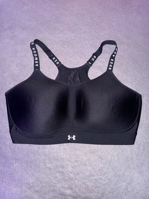 Under Armour Women’s Sports Bra Black 2XL Fitted Racerback Adjustable Straps