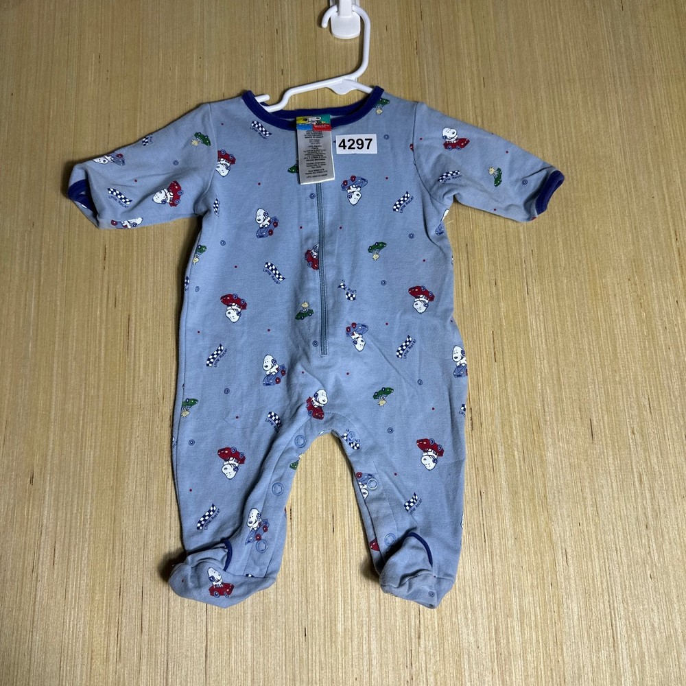 Vintage Y2K Baby Snoopy Zip Up Outfit Unisex Blue 0-3 Months 6-12 Lbs