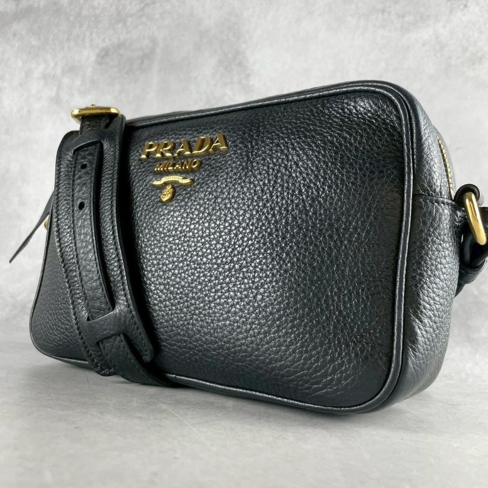 Oku Prada Metal Logo Camera Bag in Black - Stylish Shoulder Bag