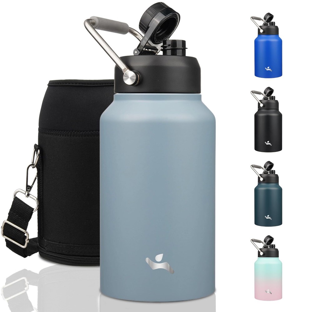 Konokyo Jug with Handle,87 oz Insulated Water Bottle with Carrying Pouch, Dou...