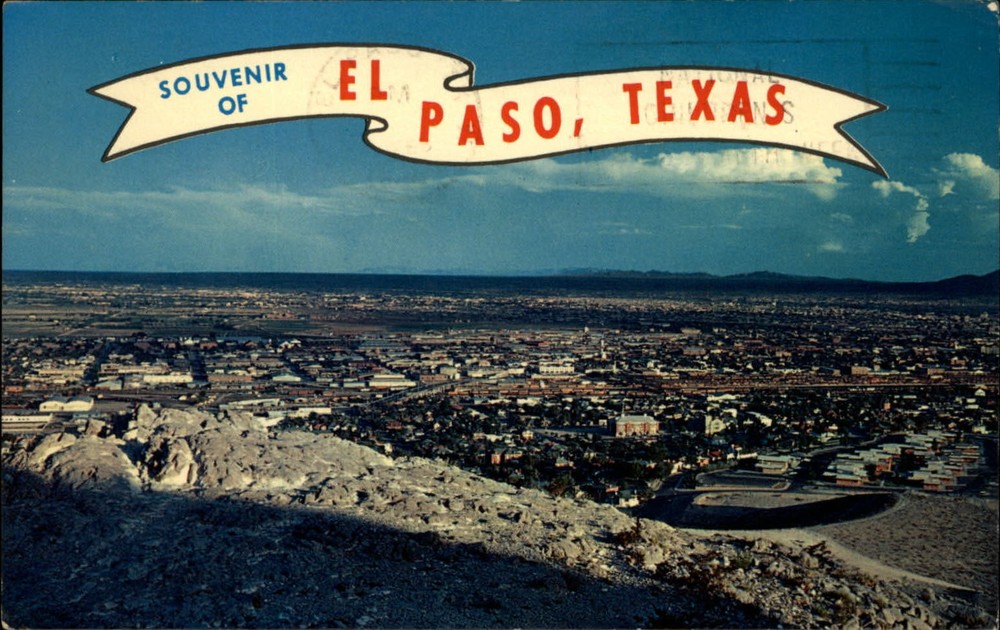 Aerial View El Paso Texas vintage postcard m584