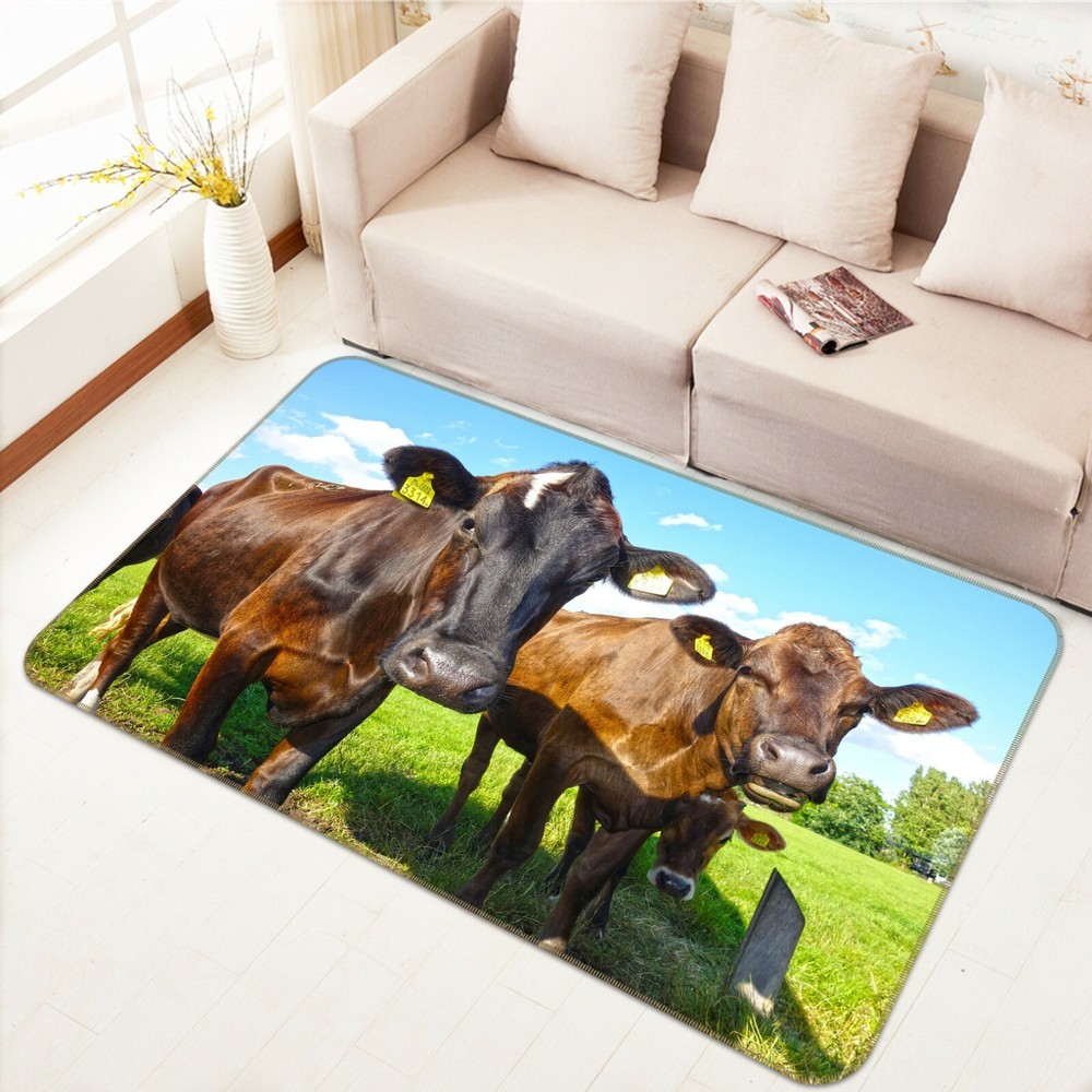 3D Pasture Farmed Cow O734 Animal Non Slip Rug Mat Elegant Photo Carpet Fay