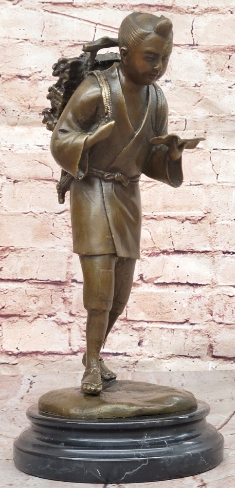 Bronze Sculpture of a Standing Man Reading a Book Art Deco Marble Figurine