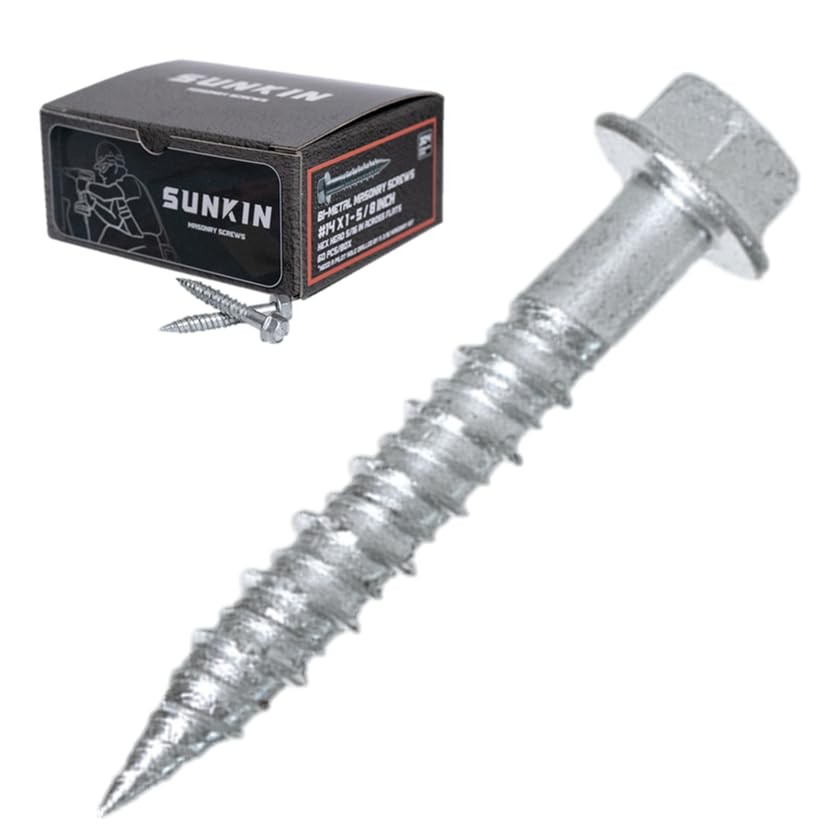14x1-5/8 Inch 18-8 Stainless Steel Bi-Metal Hex Head Masonry Concrete Screw
