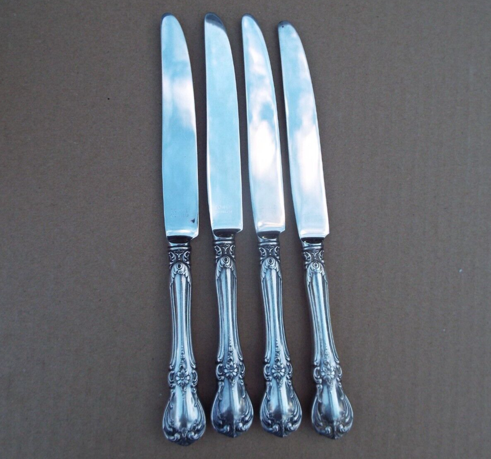 4 VINTAGE TOWLE OLD MASTER STERLING SILVER HANDLE DINNER KNIFE 8 7/8