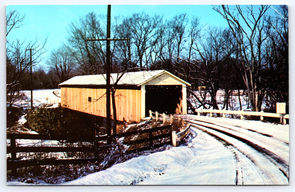 Vintage Photo Postcard Riverdale Covered Bridge River Ashtabula County Ohio
