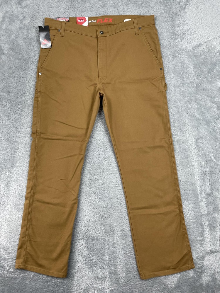 Dickies FLEX Pants Mens 38x32 Brown Carpenter Work Regular Fit Stretch NWT