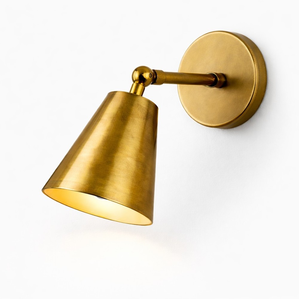 Brass Wall Sconce Adjustable Spotlight Reading Light Mid Century Bedroom Lamp