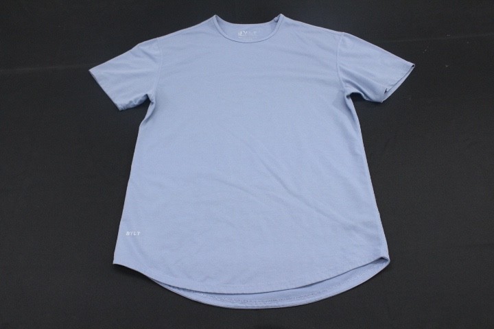 Bylt Drop Cut S/S Lux Mens Large Blue TShirt Stretch Short Sleeve Activewear