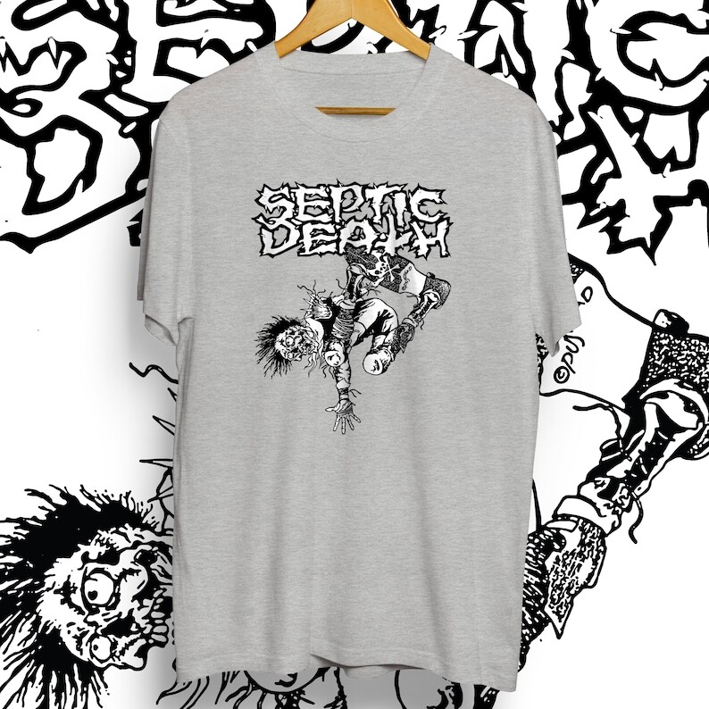 Septic Death - skater shirt ash color, gift for metal fan, cotton unisex shirt