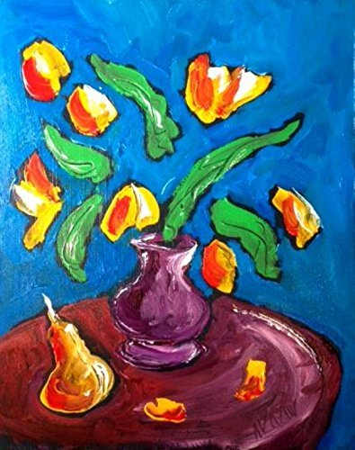 TULIPS CREATED  BY MARK KAZAV  Modern  Original Oil Abstract 6GRUBRTBT