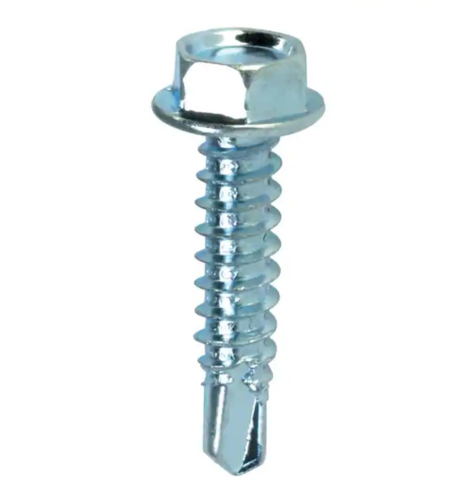 (200) Hex Washer Head #14 x 1 Inch Self Drilling Tek Screw #3 point 200pcs Zinc