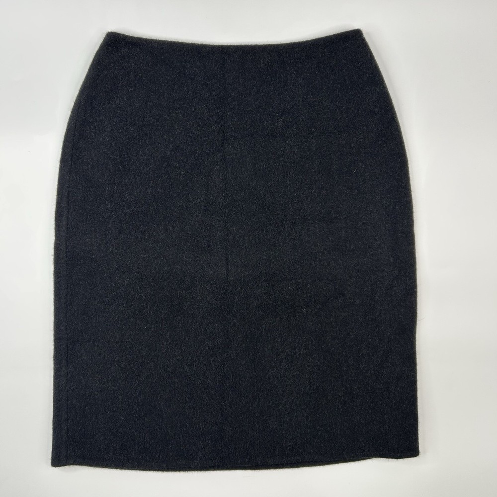 RALPH LAUREN Purple Label Wool Angora Cashmere Skirt Soft Black Sz 8 Italy EUC