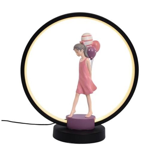 Balloon Girl Sculptures Home Decor, Resin Statue 11.8 Inch Pink - Girl Standing