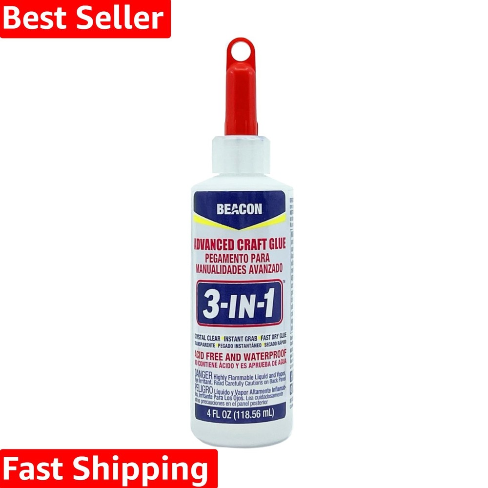 Versatile 3-in-1 Craft Glue, 4-Oz - Fast Drying, Clear & Reliable for Crafters