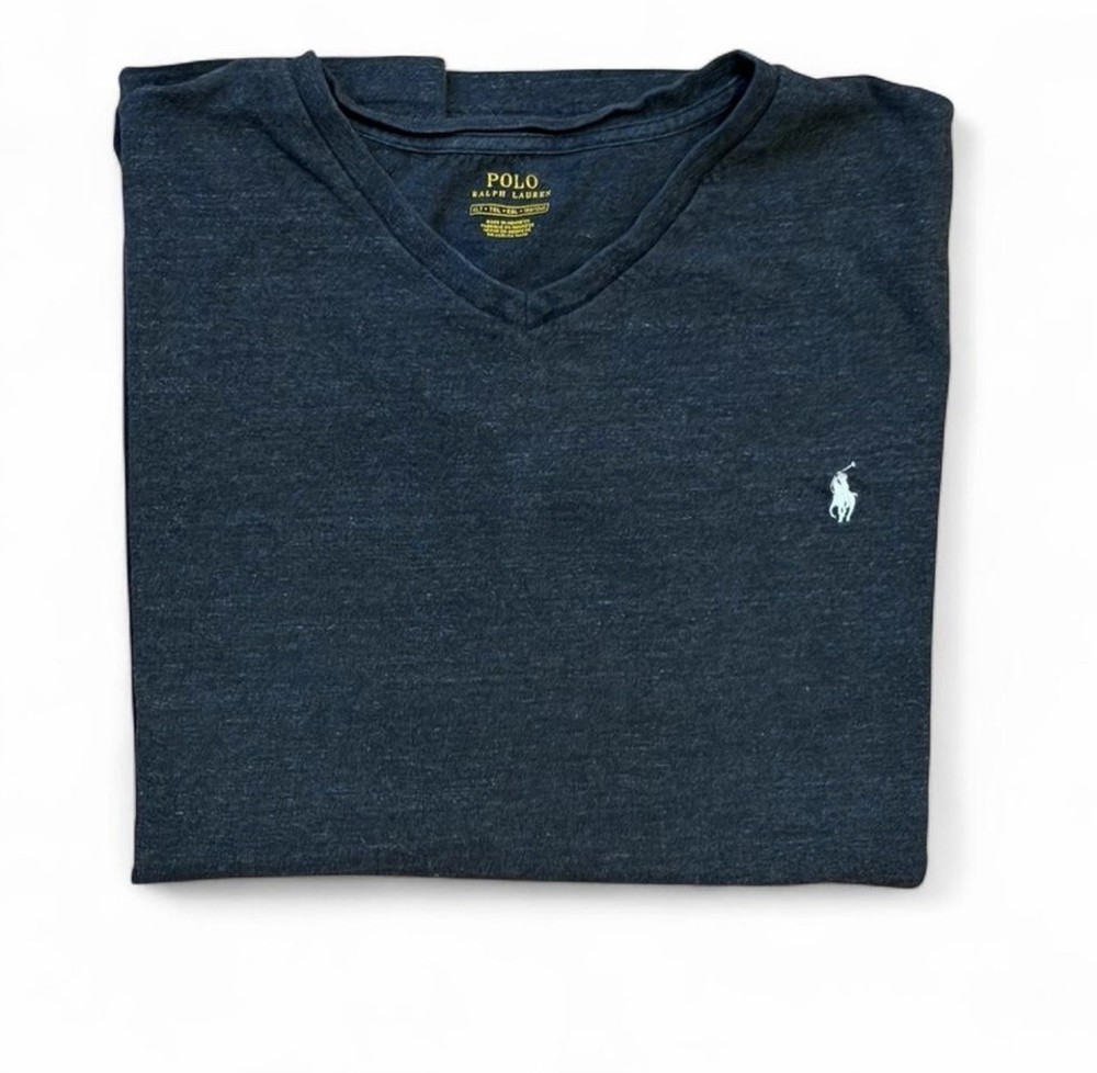 Polo Ralph Lauren Men’s V Neck T-Shirt Navy Blue XLT Tall Pony Logo