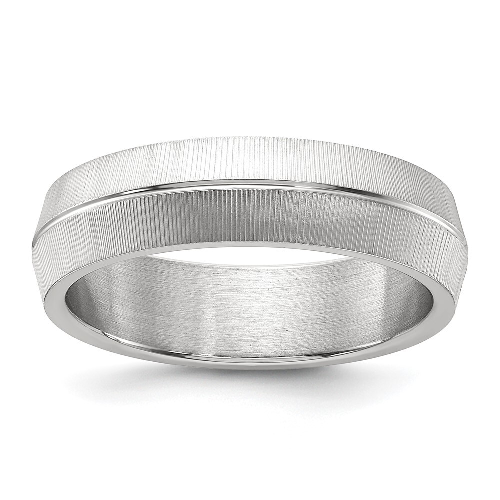 Titanium Polished and Textured 6mm Band Ring Size 10 for Men 3.01gm
