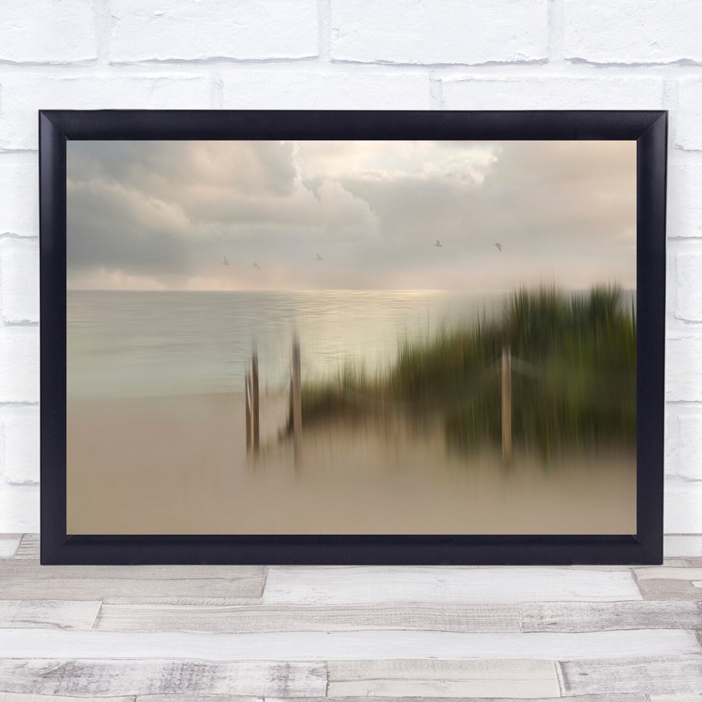 Sea Sky Water Dawn Panorama Beach Landscape Coast Coastal Blur Wall Art Print