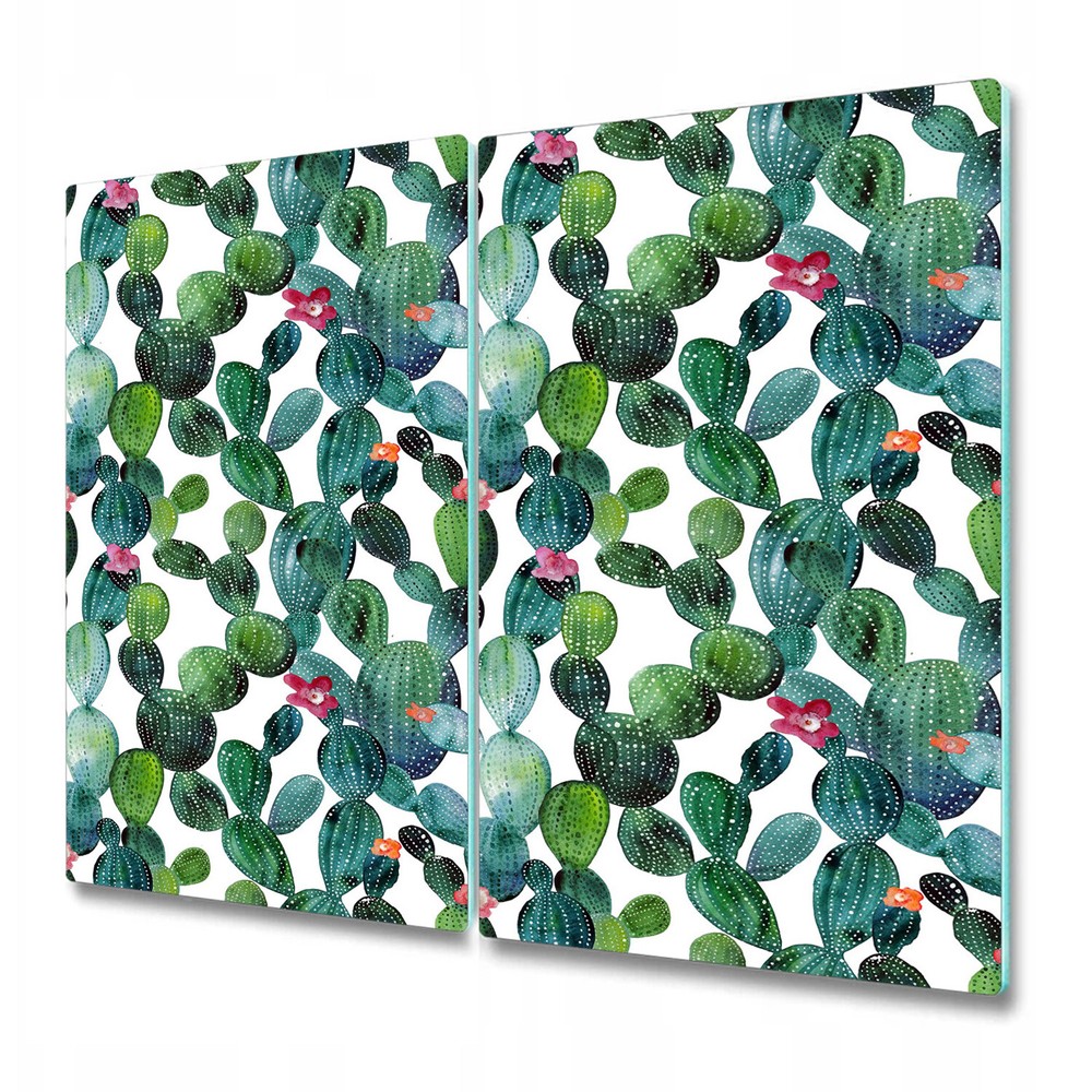 Glass Worktop Saver Kitchen Cacti with flowers Watercolour Floral 2x30x52