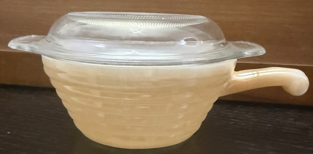 Vintage Fire King Ovenware Peach Luster Beehive Soup Bowl Excellent Condition